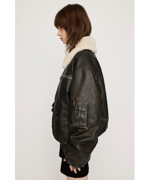 sly ヴィンテージ フェイクレザー ショート ブルゾン　アウター　2024 SLY ヴィンテージ フェイクレザー ショート ブルゾン