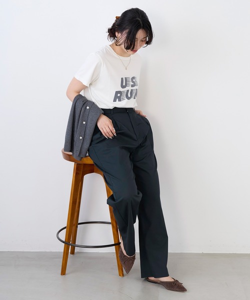 REMI RELIEF（レミレリーフ）の「【REMI RELIEF】別注- "US RUN"SP加工ロゴT-shirt（Tシャツ/カットソー・レディース・ブラック/オフホワイト・FREE）」の3枚目の写真