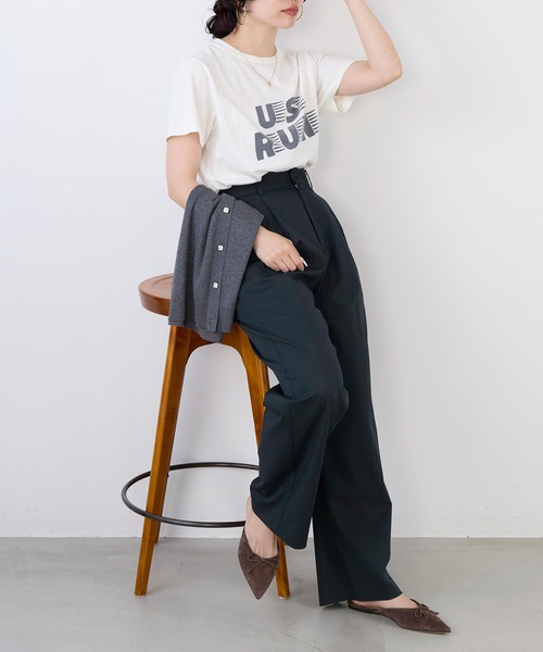 REMI RELIEF（レミレリーフ）の「【REMI RELIEF】別注- "US RUN"SP加工ロゴT-shirt（Tシャツ/カットソー・レディース・ブラック/オフホワイト・FREE）」の4枚目の写真