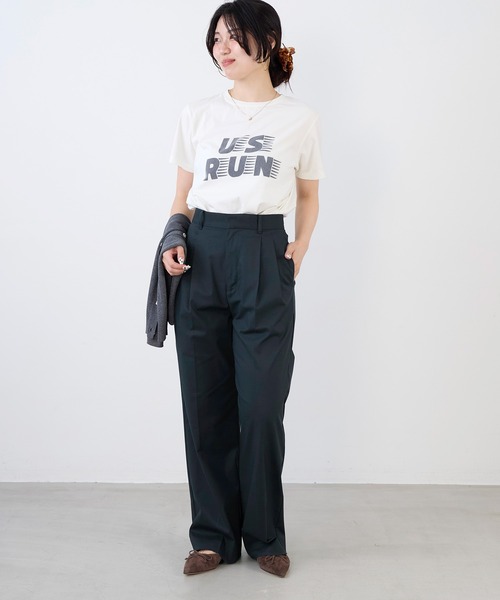 REMI RELIEF（レミレリーフ）の「【REMI RELIEF】別注- "US RUN"SP加工ロゴT-shirt（Tシャツ/カットソー・レディース・ブラック/オフホワイト・FREE）」の10枚目の写真