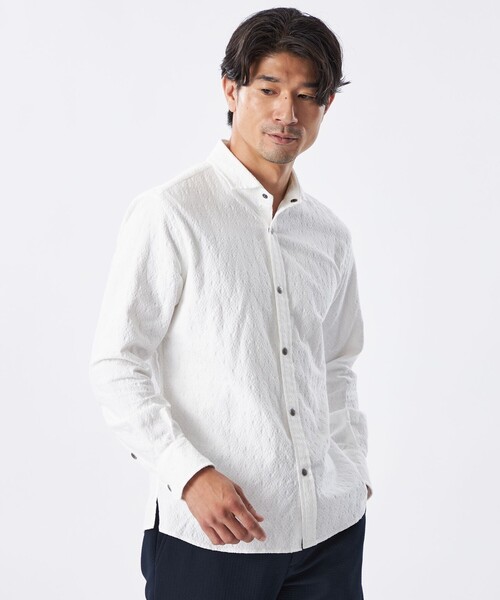 EPOCA UOMO(エポカウォモ)の「アラベスクシャツ(シャツ/ブラウス・メンズ・ホワイト/パープル系その他4/ダークネイビー・46/48)」の2枚目の写真