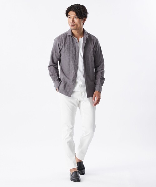 EPOCA UOMO(エポカウォモ)の「アラベスクシャツ(シャツ/ブラウス・メンズ・ホワイト/パープル系その他4/ダークネイビー・46/48)」の6枚目の写真
