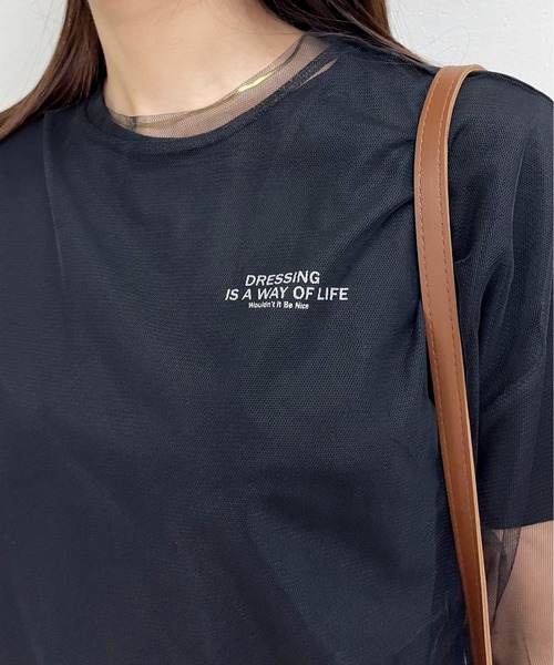 &soiree(アンドソワレ)の「ロゴT×チュールT コンパクトアンサンブル(Tシャツ/カットソー・レディース・ブラック/オフホワイト・FREE)」の10枚目の写真