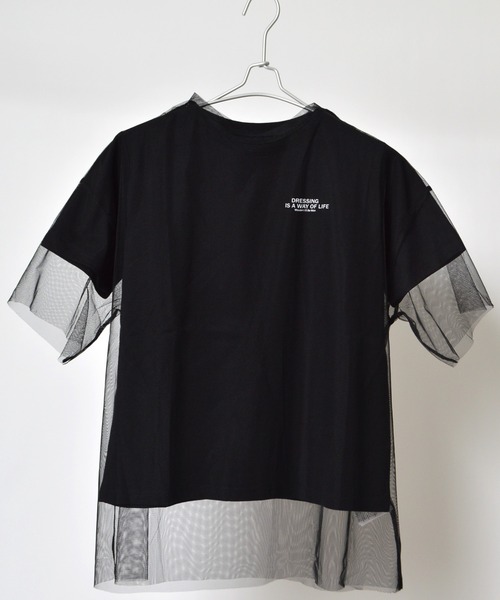 &soiree(アンドソワレ)の「ロゴT×チュールT コンパクトアンサンブル(Tシャツ/カットソー・レディース・ブラック/オフホワイト・FREE)」の13枚目の写真