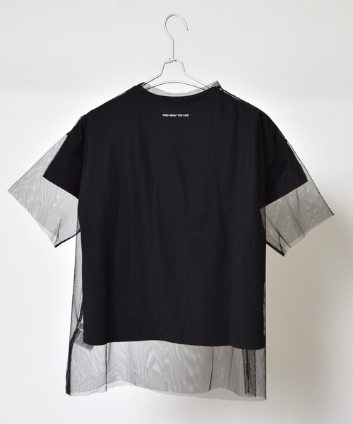 &soiree(アンドソワレ)の「ロゴT×チュールT コンパクトアンサンブル(Tシャツ/カットソー・レディース・ブラック/オフホワイト・FREE)」の14枚目の写真