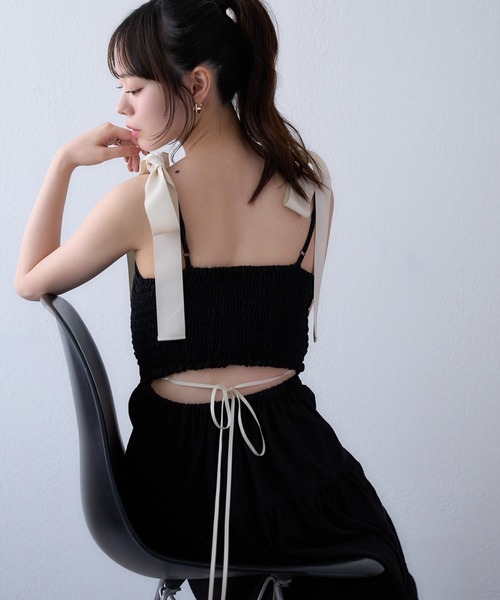 セール】背中あきリボンキャミワンピース（ワンピース）｜one after