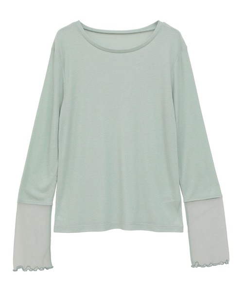 earth music&ecology（アースミュージックアンドエコロジー）の「シアースリーブプルオーバー（Tシャツ/カットソー・レディース・オフホワイト/ラベンダー/ブラック/ライトグリーン・FREE）」の17枚目の写真