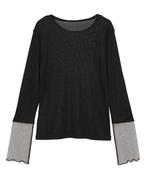 earth music&ecology（アースミュージックアンドエコロジー）の「シアースリーブプルオーバー（Tシャツ/カットソー・レディース・オフホワイト/ラベンダー/ブラック/ライトグリーン・FREE）」の8枚目の写真