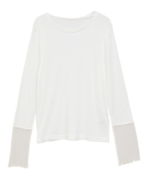 earth music&ecology（アースミュージックアンドエコロジー）の「シアースリーブプルオーバー（Tシャツ/カットソー・レディース・オフホワイト/ラベンダー/ブラック/ライトグリーン・FREE）」の14枚目の写真