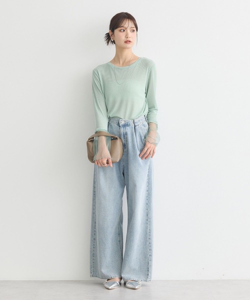 earth music&ecology（アースミュージックアンドエコロジー）の「シアースリーブプルオーバー（Tシャツ/カットソー・レディース・オフホワイト/ラベンダー/ブラック/ライトグリーン・FREE）」の22枚目の写真