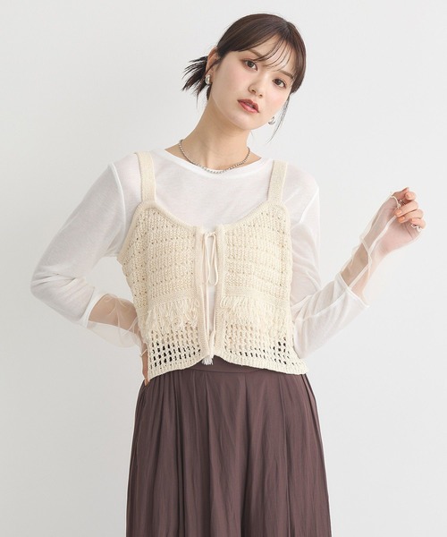 earth music&ecology（アースミュージックアンドエコロジー）の「シアースリーブプルオーバー（Tシャツ/カットソー・レディース・オフホワイト/ラベンダー/ブラック/ライトグリーン・FREE）」の5枚目の写真