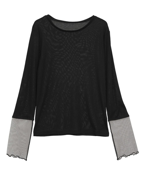 earth music&ecology（アースミュージックアンドエコロジー）の「シアースリーブプルオーバー（Tシャツ/カットソー・レディース・オフホワイト/ラベンダー/ブラック/ライトグリーン・FREE）」の18枚目の写真