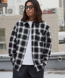 ダメージ加工 チェックシャツ