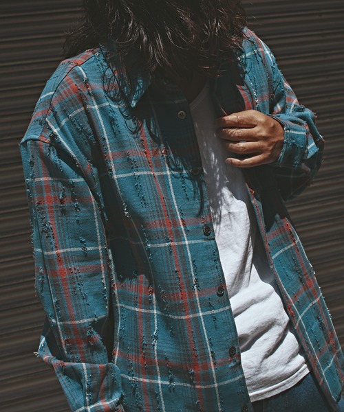 DAIRIKU BEAMS別注 ダメージ加工チェックシャツ DAIRIKU BEAMS別注