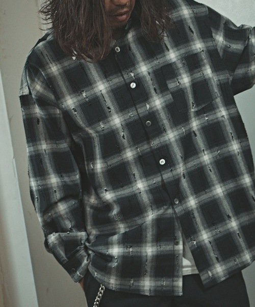 セール】ダメージ加工 チェックシャツ（シャツ/ブラウス）｜ALL RUNS