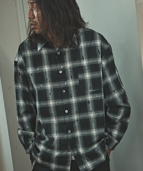 セール】ダメージ加工 チェックシャツ（シャツ/ブラウス）｜ALL RUNS