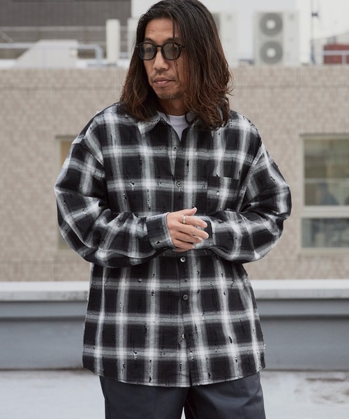 ダメージ加工 チェックシャツ（シャツ/ブラウス）｜ALL RUNS（オール