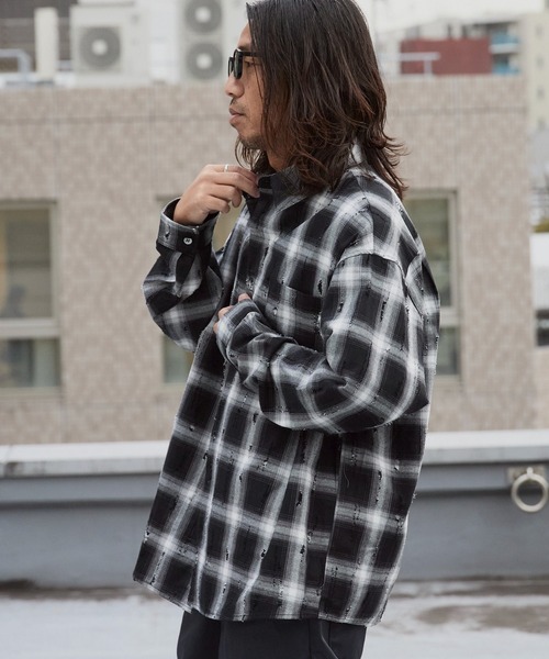 ダメージ加工 チェックシャツ（シャツ/ブラウス）｜ALL RUNS（オール