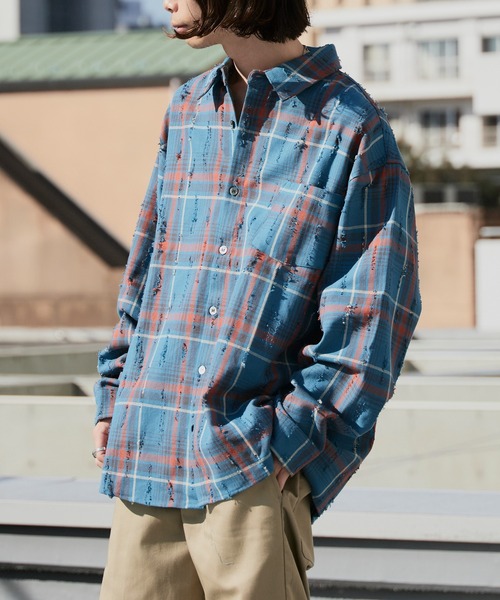 セール】ダメージ加工 チェックシャツ（シャツ/ブラウス）｜ALL RUNS