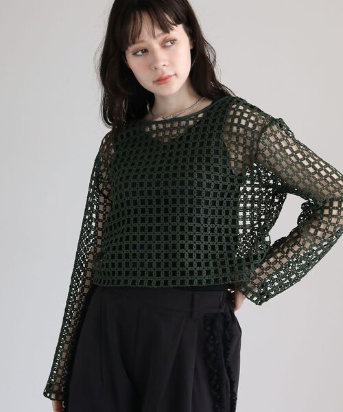 Sugar spoon（シュガースプーン）の「・SUGAR SPOON 2wayフラワーメッシュカーデ（カーディガン/ボレロ・レディース・アイボリー/ブラック/ボルドー/グリーン・FREE）」の3枚目の写真