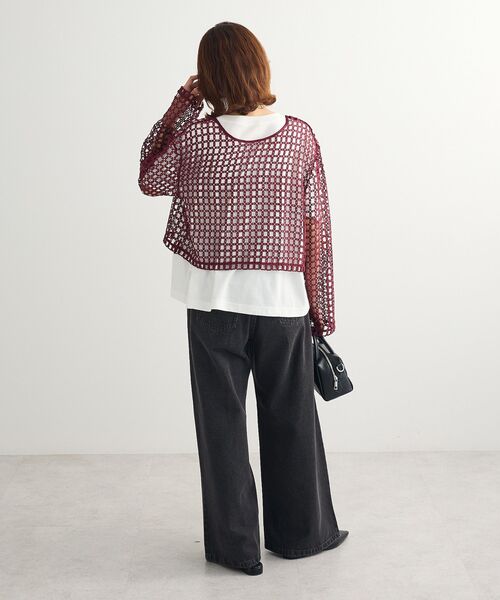 Sugar spoon（シュガースプーン）の「・SUGAR SPOON 2wayフラワーメッシュカーデ（カーディガン/ボレロ・レディース・アイボリー/ブラック/ボルドー/グリーン・FREE）」の7枚目の写真