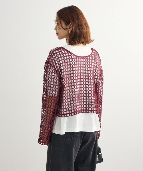 Sugar spoon（シュガースプーン）の「・SUGAR SPOON 2wayフラワーメッシュカーデ（カーディガン/ボレロ・レディース・アイボリー/ブラック/ボルドー/グリーン・FREE）」の9枚目の写真