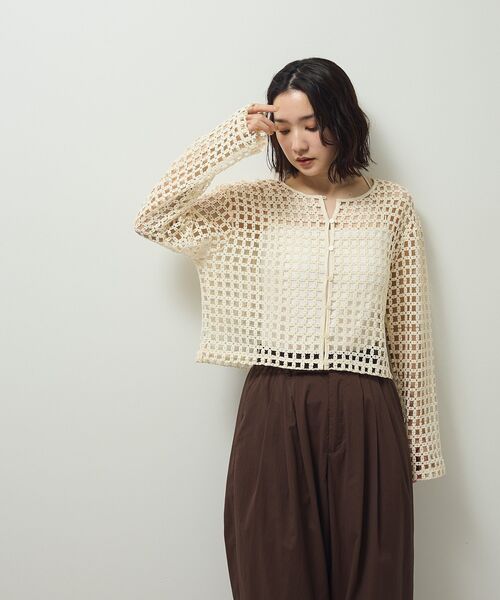 Sugar spoon（シュガースプーン）の「・SUGAR SPOON 2wayフラワーメッシュカーデ（カーディガン/ボレロ・レディース・アイボリー/ブラック/ボルドー/グリーン・FREE）」の15枚目の写真