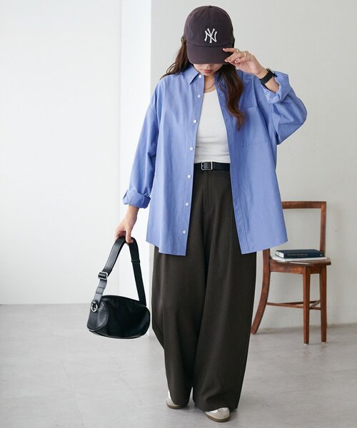 DISCOAT（ディスコート）の「【ユニセックス】カルゼタックワイドパンツ（スラックス・レディース・グレイッシュベージュ/ダークブラウン・MEDIUM/LARGE）」の8枚目の写真