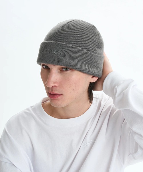 ELEMENT(エレメント)の「ELEMENT メンズ MID LOWCASE BEANIE ビーニー 【2025年秋冬モデル】/エレメントロゴ刺繍ニットキャップ・ビーニー(ニットキャップ/ビーニー・メンズ・パープル/ブラック/グレー・FREE)」の1枚目の写真