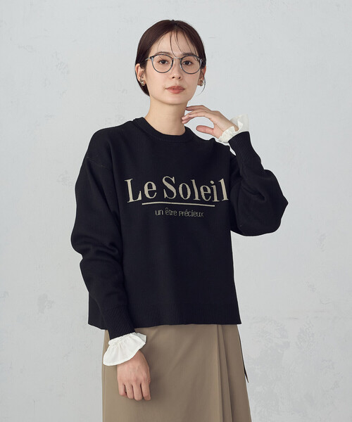 COMME CA ISM（コムサイズム）の「【ウォッシャブル】スウェットライク　ロゴニット（ニット/セーター・レディース・グリーン/ベージュ/チャコール/ブラック・FREE）」の2枚目の写真