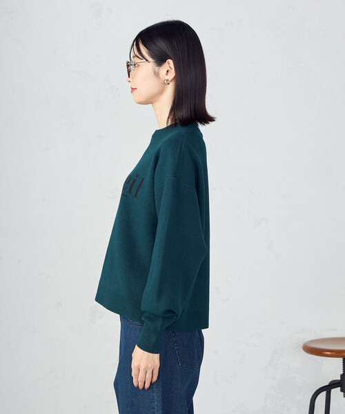 COMME CA ISM（コムサイズム）の「【ウォッシャブル】スウェットライク　ロゴニット（ニット/セーター・レディース・グリーン/ベージュ/チャコール/ブラック・FREE）」の6枚目の写真