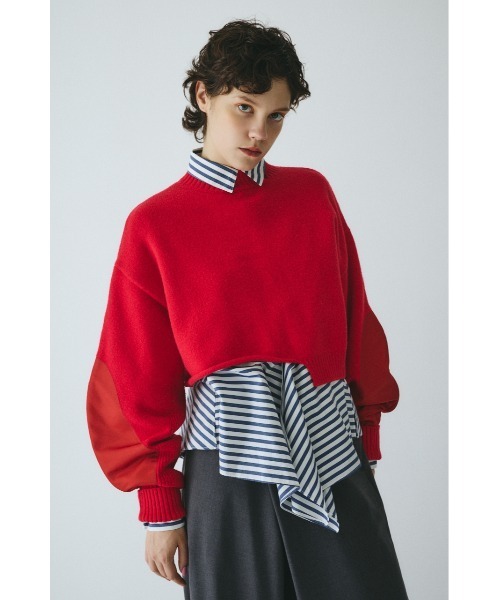 HeRIN.CYE(ヘリンドットサイ)の「Asymmetrry hem knit tops アシンメトリーヘムニットトップス(ニット/セーター・レディース・レッド/オフホワイト/グレー/ネイビー・FREE)」の4枚目の写真