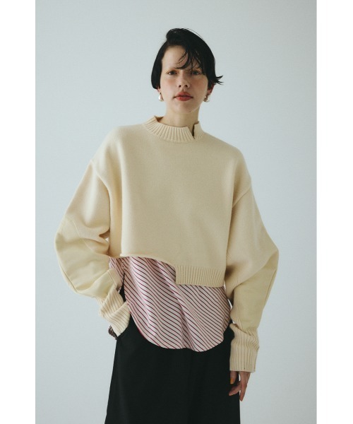HeRIN.CYE(ヘリンドットサイ)の「Asymmetrry hem knit tops アシンメトリーヘムニットトップス(ニット/セーター・レディース・レッド/オフホワイト/グレー/ネイビー・FREE)」の2枚目の写真