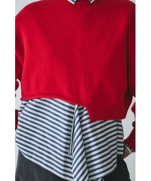 HeRIN.CYE(ヘリンドットサイ)の「Asymmetrry hem knit tops アシンメトリーヘムニットトップス(ニット/セーター・レディース・レッド/オフホワイト/グレー/ネイビー・FREE)」の8枚目の写真