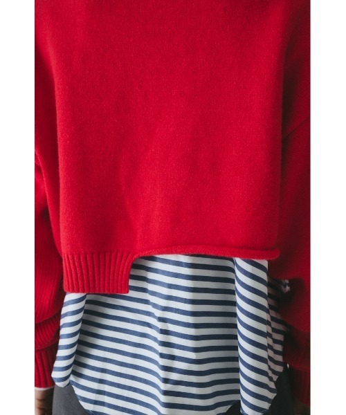 HeRIN.CYE(ヘリンドットサイ)の「Asymmetrry hem knit tops アシンメトリーヘムニットトップス(ニット/セーター・レディース・レッド/オフホワイト/グレー/ネイビー・FREE)」の7枚目の写真