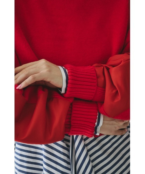 HeRIN.CYE(ヘリンドットサイ)の「Asymmetrry hem knit tops アシンメトリーヘムニットトップス(ニット/セーター・レディース・レッド/オフホワイト/グレー/ネイビー・FREE)」の5枚目の写真