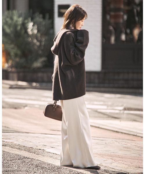 Noble(ノーブル)の「YAKフーディーカーディガン(カーディガン/ボレロ・レディース・チャコールグレー/ホワイト系その他・FREE)」の14枚目の写真