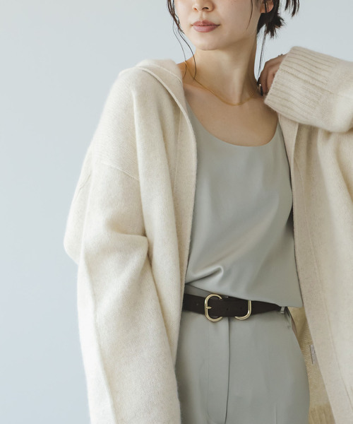 Noble(ノーブル)の「YAKフーディーカーディガン(カーディガン/ボレロ・レディース・チャコールグレー/ホワイト系その他・FREE)」の4枚目の写真