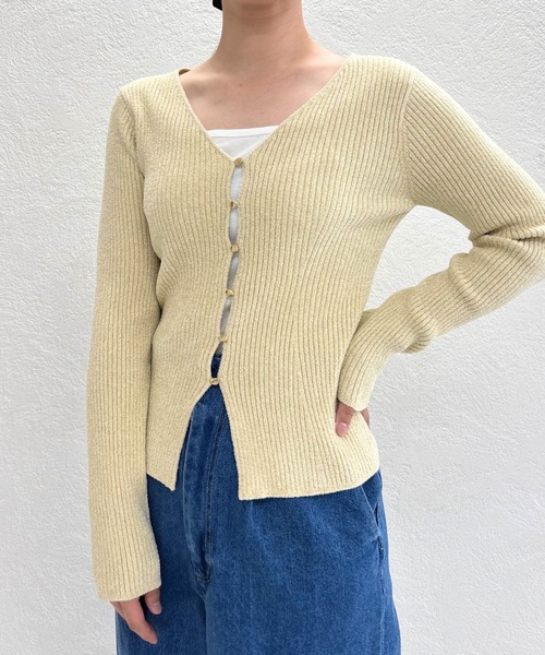 31 Sons de mode（トランテアン　ソン　ドゥ　モード）の「2025秋冬新作 モールリブカーディガン（カーディガン/ボレロ・レディース・グレー/モカ/イエロー・ﾌﾘ-）」の5枚目の写真