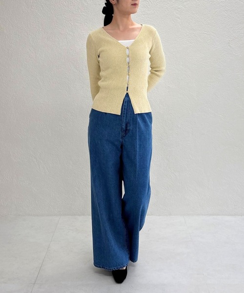 31 Sons de mode（トランテアン　ソン　ドゥ　モード）の「2025秋冬新作 モールリブカーディガン（カーディガン/ボレロ・レディース・グレー/モカ/イエロー・ﾌﾘ-）」の14枚目の写真