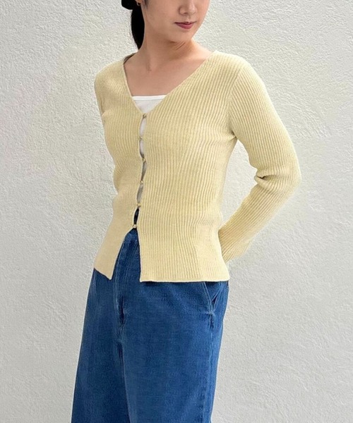 31 Sons de mode（トランテアン　ソン　ドゥ　モード）の「2025秋冬新作 モールリブカーディガン（カーディガン/ボレロ・レディース・グレー/モカ/イエロー・ﾌﾘ-）」の15枚目の写真