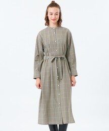 タックスリーブチェックシャツドレス