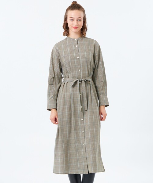 MACKINTOSH PHILOSOPHY(マッキントッシュ フィロソフィー)の「タックスリーブチェックシャツドレス(ワンピース・レディース・チャコールグレー/ベージュ・36/38)」の2枚目の写真