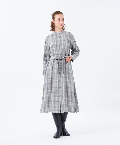 MACKINTOSH PHILOSOPHY(マッキントッシュ フィロソフィー)の「タックスリーブチェックシャツドレス(ワンピース・レディース・チャコールグレー/ベージュ・36/38)」の11枚目の写真