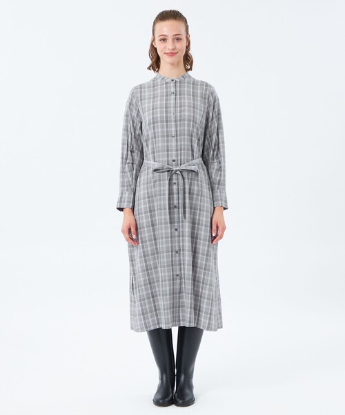 MACKINTOSH PHILOSOPHY(マッキントッシュ フィロソフィー)の「タックスリーブチェックシャツドレス(ワンピース・レディース・チャコールグレー/ベージュ・36/38)」の9枚目の写真