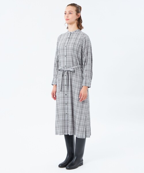 MACKINTOSH PHILOSOPHY(マッキントッシュ フィロソフィー)の「タックスリーブチェックシャツドレス(ワンピース・レディース・チャコールグレー/ベージュ・36/38)」の8枚目の写真