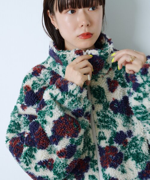 WHIMSIC(ウィムジック)の「【UNISEX】レトロフローラルパターンボアジャケット(ブルゾン・レディース・ホワイト/ブラウン・FREE)」の18枚目の写真