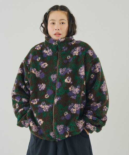セール】【UNISEX】レトロフローラルパターンボアジャケット（ブルゾン