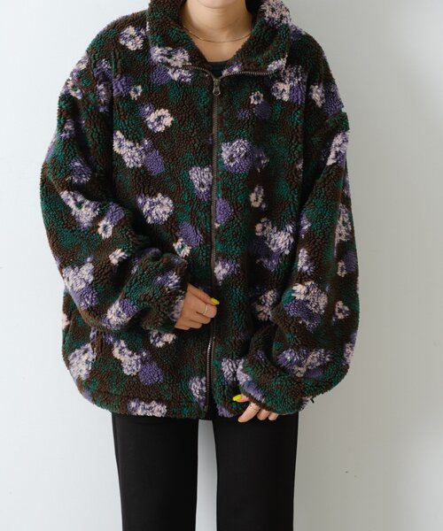 WHIMSIC(ウィムジック)の「【UNISEX】レトロフローラルパターンボアジャケット(ブルゾン・レディース・ホワイト/ブラウン・FREE)」の5枚目の写真