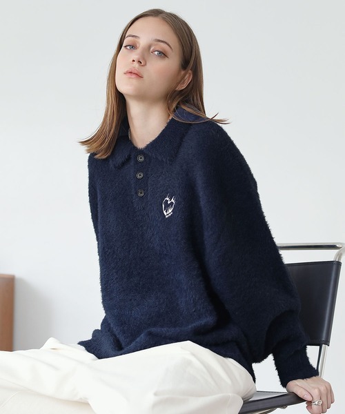 RASSVET ハート ニットポロ シャツ 新品同様 ローズ着用モデル Mサイズ